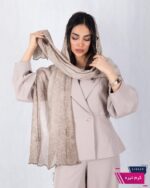 شال حریر پفکی طرح گل - Image 4