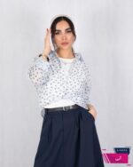 شومیز وارداتی دو تیکه شیشه ای پاپیون - Image 5