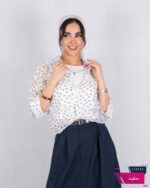 شومیز وارداتی دو تیکه شیشه ای پاپیون - Image 4