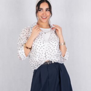 شومیز وارداتی دو تیکه شیشه ای پاپیون