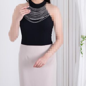 تاپ یقه ایستاده نگین زنجیر NAFIS DRESS