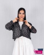 شومیز وارداتی دو تیکه شیشه ای پاپیون - Image 9