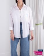 شومیز وارداتی یقه دار جیب پاپیون MINA - Image 5