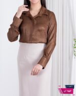 شومیز ساتن چروک آستین دکمه ASENA - Image 8
