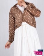 شومیز وارداتی دو تیکه شیشه ای پاپیون - Image 15