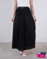 دامن وارداتی پلیسه کمربند دکمه ای - Image 3