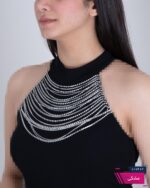 تاپ یقه ایستاده نگین زنجیر NAFIS DRESS - Image 2