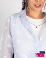 شومیز وارداتی دو تیکه شیشه ای گل QYR - Image 7