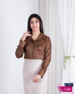 شومیز ساتن چروک آستین دکمه ASENA - Image 7