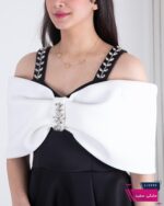 پیراهن مجلسی عروسکی دورنگ بند سنگدوزی - Image 3