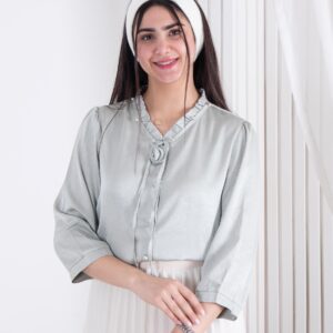 شومیز وارداتی یقه گل مروارید FASHION