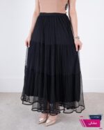 دامن وارداتی پلیسه توری نوار ساتن - Image 3