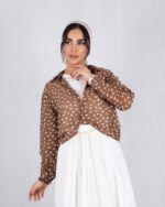 شومیز وارداتی دو تیکه شیشه ای پاپیون - Image 11