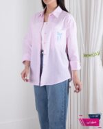شومیز وارداتی یقه دار جیب پاپیون راه راه MINA - Image 12