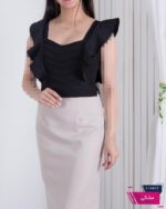 نیم تنه نرو دوزی استین حلقه ای BENITA - Image 5