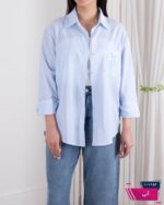 شومیز وارداتی یقه دار جیب پاپیون راه راه MINA - Image 13