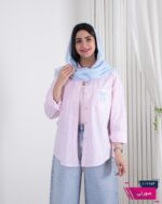 شومیز وارداتی یقه دار جیب پاپیون راه راه MINA - Image 4