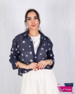 شومیز وارداتی دو تیکه شیشه ای گل QYR - Image 2