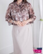 شومیز مجلسی طرحدار یقه چین پایین کش MANA - Image 11