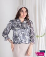 شومیز مجلسی طرحدار یقه چین پایین کش MANA - Image 2