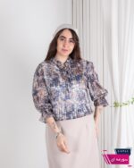 شومیز مجلسی طرحدار یقه چین پایین کش MANA - Image 10