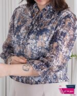 شومیز مجلسی طرحدار یقه چین پایین کش MANA - Image 7