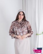 شومیز مجلسی طرحدار یقه چین پایین کش MANA - Image 6