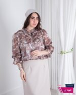 شومیز مجلسی طرحدار یقه چین پایین کش MANA - Image 5