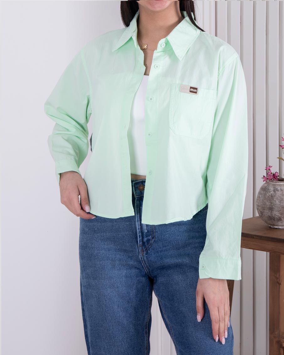 107999 شومیز کتان وارداتی تک جیب MIN MIN - Image 1