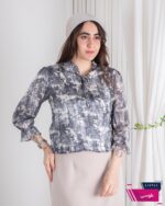 شومیز مجلسی طرحدار یقه چین پایین کش MANA - Image 3