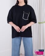 تیشرت دترونه باکسی تک جیب SHEEN - Image 2
