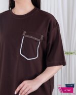 تیشرت دترونه باکسی تک جیب SHEEN - Image 4