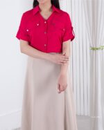 شومیز یقه مردونه جیب دکمه VALERIE