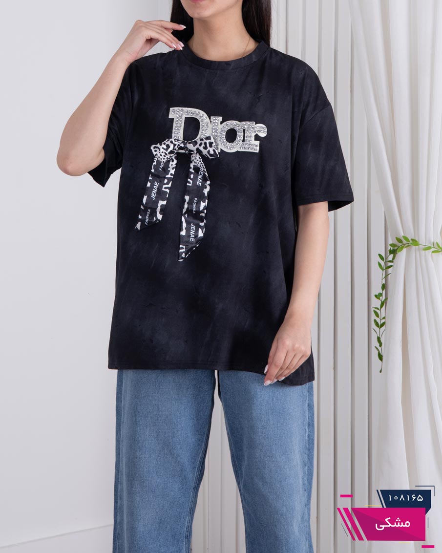 108165 تیشرت وارداتی سنگشور نگینی DIOR - Image 1