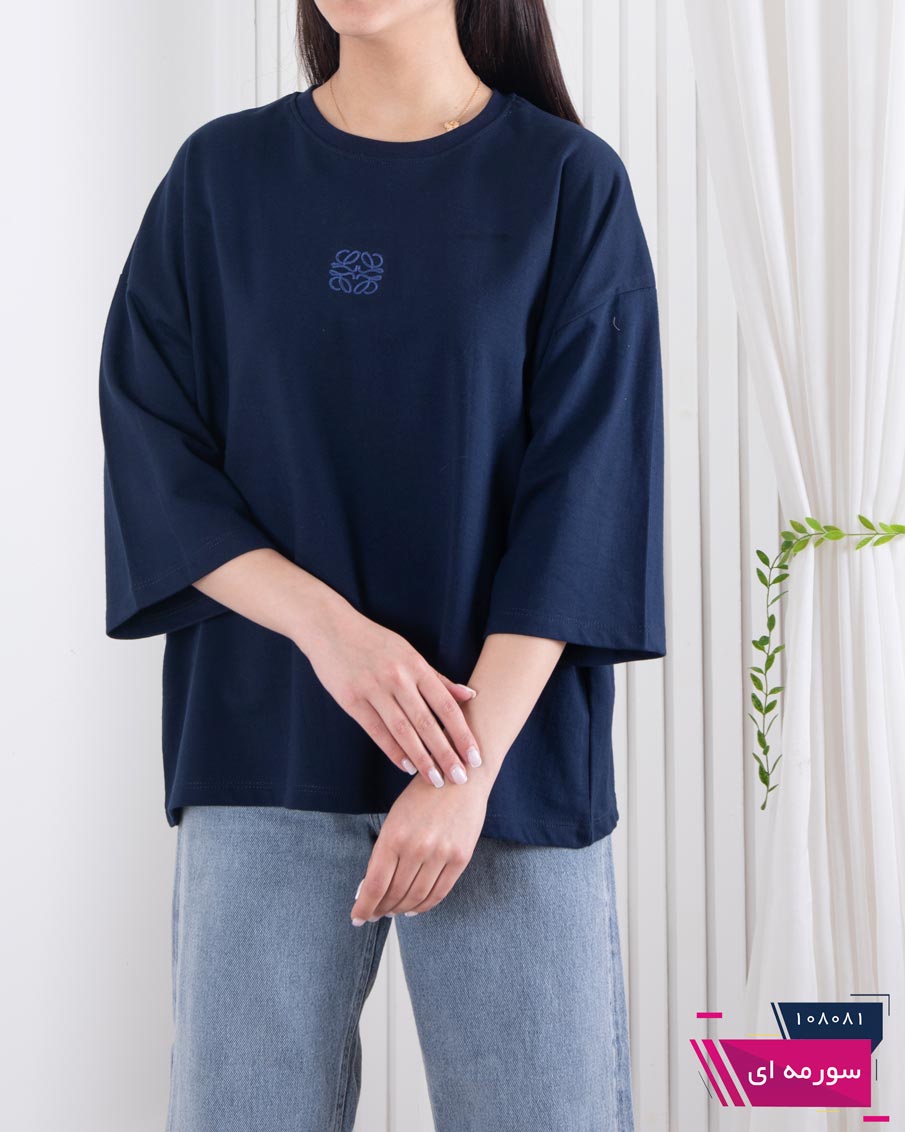 108081 تیشرت دخترونه باکسی گلدوزی LOEWE - Image 1