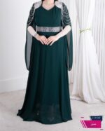 پیراهن مجلسی سرشونه و کمر سنگدوزی - Image 4