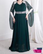 پیراهن مجلسی سرشونه و کمر سنگدوزی - Image 5