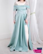 پیراهن مجلسی ساتن آستین سنگدوزیGOLSHAN - Image 9