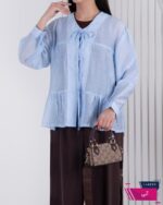 شومیز چین دار یقه گره نگینی ELEVEN - Image 2