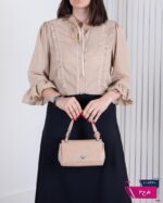 شومیز مجلسی یقه چین دارطرحدار RANA - Image 2