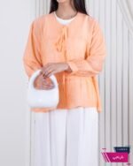 شومیز چین دار یقه گره نگینی ELEVEN - Image 10