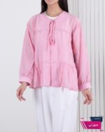 شومیز چین دار یقه گره نگینی ELEVEN - Image 11