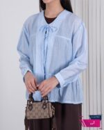 شومیز چین دار یقه گره نگینی ELEVEN - Image 3