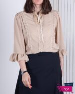 شومیز مجلسی یقه چین دارطرحدار RANA - Image 3