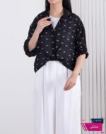 شومیز زنونه دو تیکه شیشه ای پاپیون نگینی - Image 10