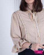 شومیز مجلسی یقه چین دارطرحدار RANA - Image 4