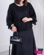 بلوز زنانه مجلسی گیپور پایین حریر RANA - Image 4