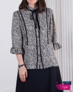 شومیز مجلسی یقه چین دارطرحدار RANA - Image 5