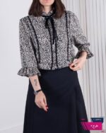 شومیز مجلسی یقه چین دارطرحدار RANA - Image 6