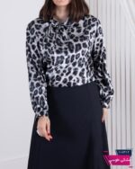 تونیک مجلسی زنونه ساتن پلنگی یقه شالدار ZWNO - Image 6